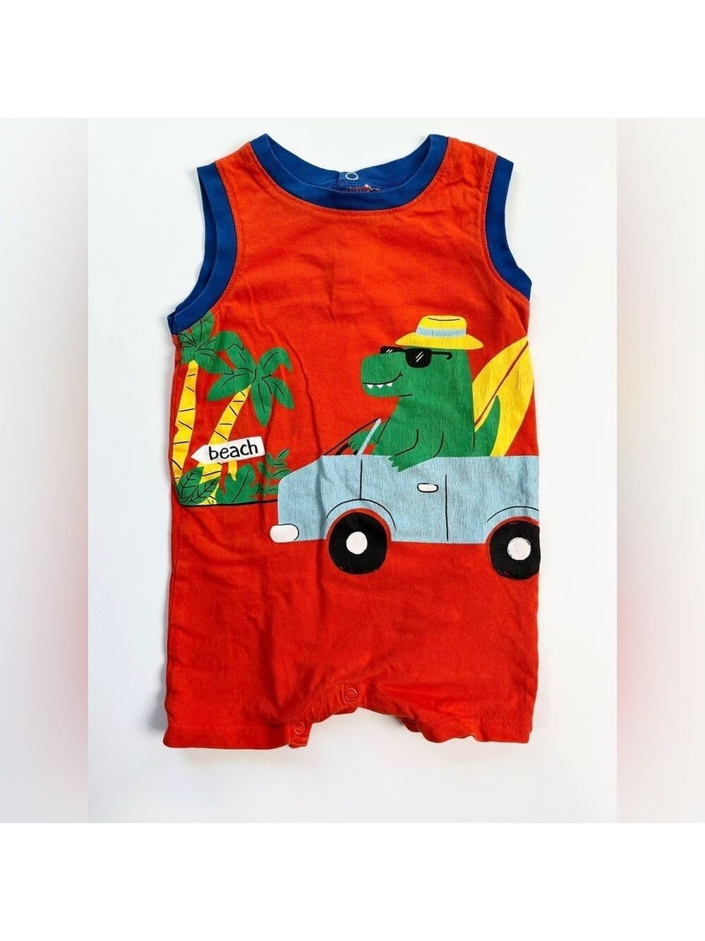 🩵4/$20 Joe Fresh Orange Green‎ Alligator Beach Vacation Romper